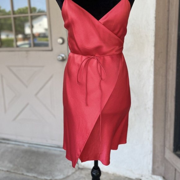 Michelle Mason Little Red Dress Wrap Minidress in Scarlet Silk - Picture 12 of 14